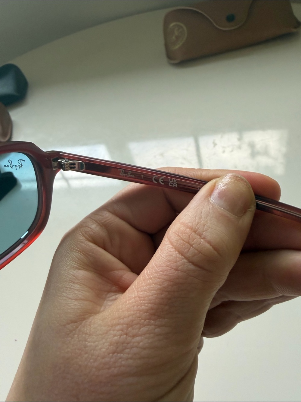 Ray-Ban Burgundy Frame Sunglasses with Dark Green Lenses - Picture 3 of 4